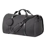 Syeeiex Cabrio Reise Kleidersack, Unisex Foldy Bag 2-in-1, Faltbare Reisetasche mit Kleidersack, Carry On Kleidertaschen Anzugtasche Münzgeldbeutel & Schulterriemen, Wasserdichter Kleidersack-Schwarz