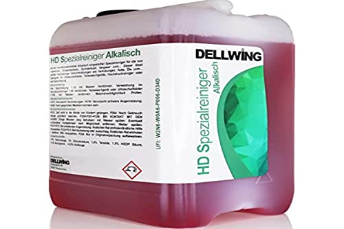 DELLWING HD Spezialreiniger - hochkonzentrierter alkalischer Reiniger für Vergaser, Zylinderköpfe, Injektoren, Einspritzdüsen, als Ultraschallbad, Teilewäsche, Hochdruckreiniger, Sprühlösung - 2,5L