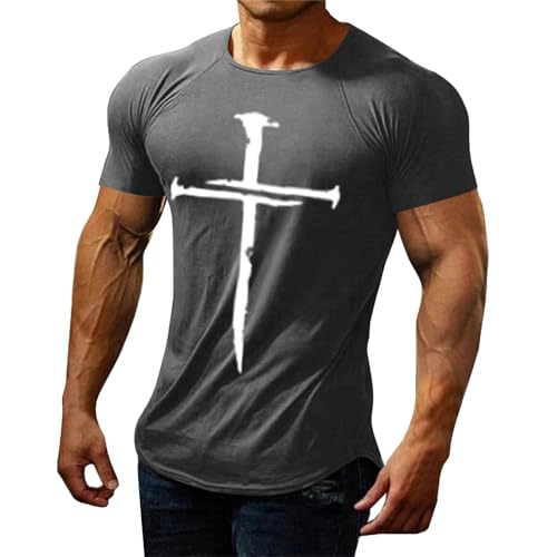 Hehiy T-Shirts for Herren Baumwolle Rundhals Kurzarm Shirt Vintage Casual Slim Fit Sommer Tee Shirts Herren Tshirt Schwarz 4XL T-Shirt Weiss Herren Dicke Baumwolle