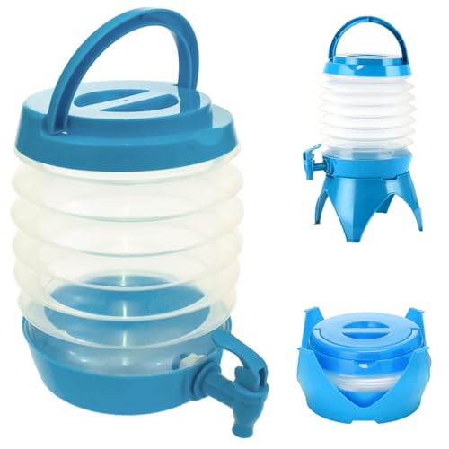 Wasserbehälter Faltbarer Wasserkanister Auslaufhahn Wasserspender mit Hahn Faltbares Fässchen mit Hähnen für Camping, Kochgeschirr, Wasserbehälter Matschküche Faltkanister 3,3 L / 5,5 L / 7,5 L