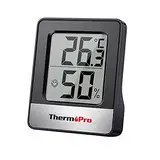 ThermoPro TP49B digitales Mini Thermo-Hygrometer Thermometer Hygrometer innen Temperatur und Luftfeuchtigkeitmessgerät mit Smiley-Indikator für Raumklimakontrolle, Schwarz