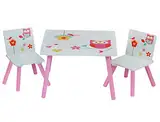 alles-meine.de GmbH 3 TLG. Set: Sitzgruppe für Kinder aus Holz - Eule Blumen Eulen - Tisch + 2 Stühle - Kindermöbel für Mädchen - Kindertisch Kinderstuhl Kinderzimmer für Circa 1..