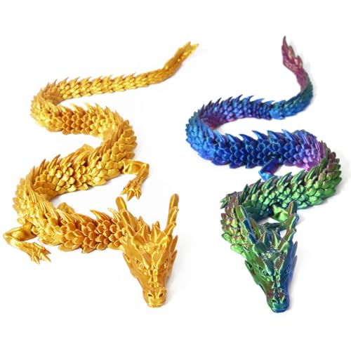 AEIOPRS 2 Pcs 3D Druck Drache Beweglicher Drache Figuren Spielzeug für Erwachsene und Kinder Geschenke 30 cm