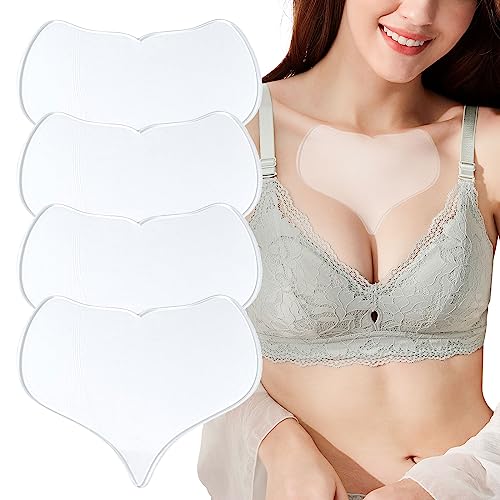 TSHAOUN 4 Stück Wiederverwendbare Silikonpads gegen Brustfalten, Silikon Brustpolster Wiederverwendbare,dekollete anti falten pads,Glätten Sie Ihre Haut,für Frauen und Mädchen (4 PCS)