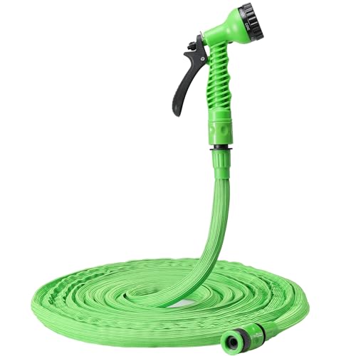 Navaris Flexibler Gartenschlauch 7,5-15m - Flexibel mit 7 Funktionen Brause und Schnelladaptern - Wasserschlauch flexibel dehnbar - Wasser Garten Schlauch - Flexschlauch