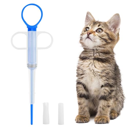 Pillendosierer für Katzen, Pet Piller Kleine Katzen & Hunde, Auslaufsicherer Futterspender mit weicher Silikonspitze, Tabletten, Paste, Flüssigkeit, Einfache Tiermedikamente, Sichere Fresshilfe Mehr