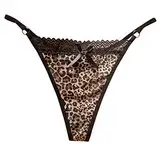 BH Damen Ohne Bügel 2030F BH Bra Frauen reizvolle Leopardenunterwäsche Briefs Netzstrings Höschen Sheer Top Unterwäsche Damen Unterwäsche Dessous (Coffee, One Size)