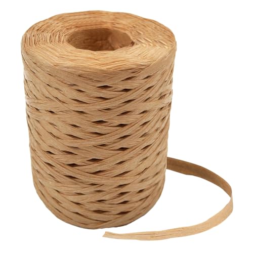 Raffia Garn Bastband 200M Geschenkband Bast Band Raffia Papiergarn Naturbast zum Häkeln Bastbänder Packschnur für taschen