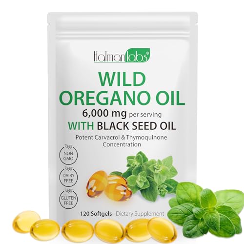 Oreganoöl 120 Softgels – 2-in-1 6000 mg Oreganoöl mit Schwarzsamenöl 200 mg – 165 mg Carvacrol – natürlich und gentechnikfrei – hochwirksame Immun- und Verdauungsunterstützung