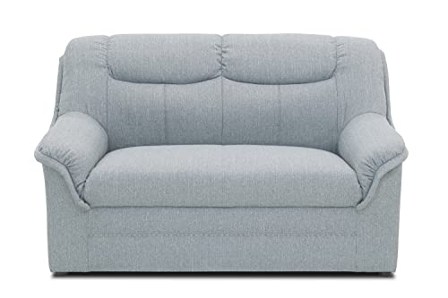 DOMO. collection Sofa Berlin, klassisches 2er Sofa, Polstergarnitur mit hochwertigem Federkern, 2 Sitzer 143 x 90 x 89 cm (BxTxH), silber
