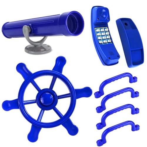 Anschütz Mega Spielturm Zubehör Set Handgriffe Fernrohr Steuerrad Telefon (BLAU)