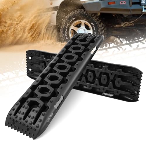 LIEKUMM 2 Stücke Sandbleche Offroad, 105 cm Sandbleche Wohnmobil, 10 t Tragkraft Kunststoff Traktionsmatte Pannenhilfe Reifenleiter für PKW LKW Geländewagen, Sandboard für Sand Schlamm Schne