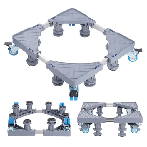 KEESIN Waschmaschinen Untergestell Verstellbare,Verstellbare Waschmaschinen Untergestell Beweglich Sockel für Kühlschrank Trockner und Gefrierschrank,Einstellbare Länge 42-65cm, Höhe 9.5-12.5cm