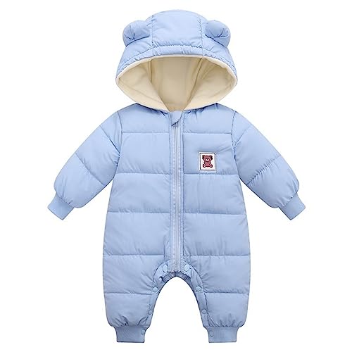 Baby Winter Overall mit Kapuze, Strampler Schneeanzug Jungen Mädchen Langarm Jumpsuit Warm Outfits Geschenk 9-12 Monate