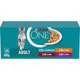 PURINA ONE Adult Katzenfutter nass, Sorten-Mix, 40er Pack (40 x 85g)