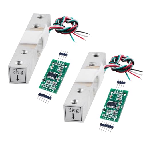 Geekstory 3kg Digital Load Cell Weight Sensor+HX711 AD Weighing Sensor Module High Precision for Arduino DIY Electronic Portable Kitchen Scale（2 Sets）