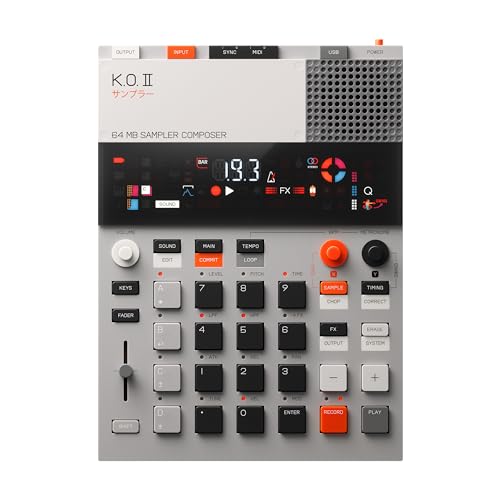 teenage engineering EP–133 K.O. II sampler, drum machine and sequencer with built-in microphone and effects, Grau