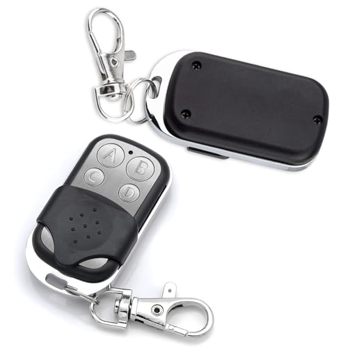 KAMEUN Drahtlose Fernbedienung Garagentor, 2 Stück 433 MHz garagentoröffner Universal Mit Öse für Schlüsselanhänger, Schwarz Remote Control Duplicator für Auto Garagentor Fernschalter