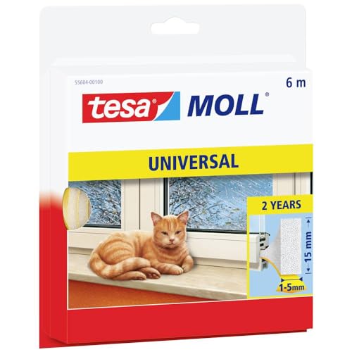 tesamoll 55604 Universal Schaumstoffdichtung 6 m × 15 mm weiß