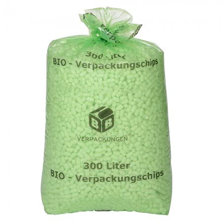 BB-Verpackungen 1x 300 Liter BIO-Verpackungschips BIG (1 Beutel) | antistatisches Füllmaterial, leichte Polsterchips und 100% biologisch abbaubar