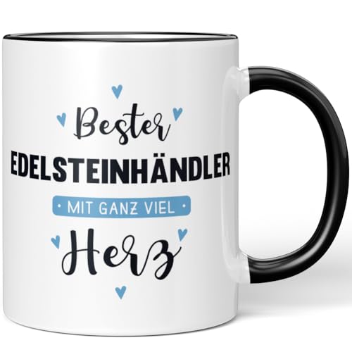 JUNIWORDS Tasse, Bester Edelsteinhändler, mit ganz viel Herz, Schwarz (6040171)