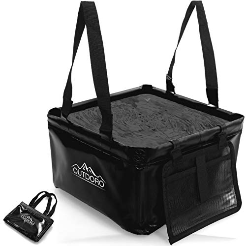 Outdoro Faltschüssel Groß - 16 Liter - Inklusive Zusatz-Tasche - Langlebiges Planen-Gewebe - Faltbare Waschschüssel für Camping und Outdoor