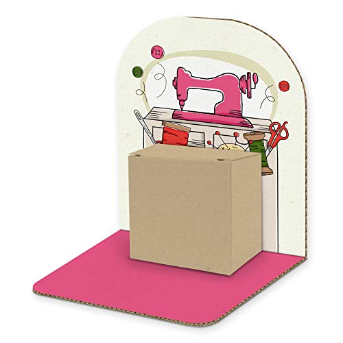 itenga Geldgeschenk Nähen I Motiv Nähmaschine I Mitbringsel I Gutschein I Geschenkverpackung zum Aufstellen inkl. Geschenkbox