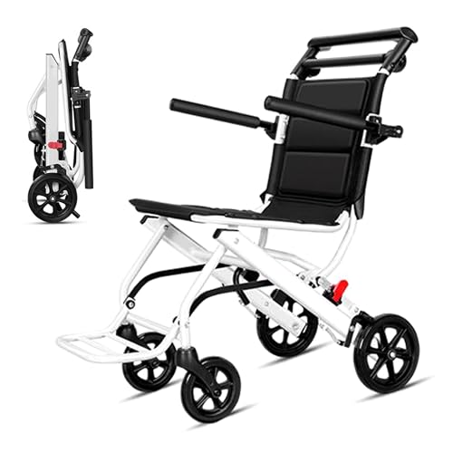 Leichter rollstuhl (6kg) Tragbarer faltbarer Transitrollstuhl für Ältere Menschen wheelchair mit Handbremse Outdoor Transportrollstühl, Belastbarkeit 100 kg