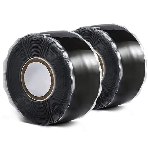 QILIMA Selbstverschweißendes Silikonband Wasserdicht Silikon Tape Reparaturband Ideal für Schlauchreparatur, Kabelreparatur, Rohrreparatur 2 Rollen 3 Meter/Rollen (Schwarz)