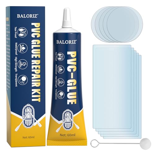 BALORIZ Pool Reparaturset Wasserdichtes, Transparentes Luftmatratzen Reparaturset für PVC & PU Schlauchboote, Oberirdische Luftmatratzen, Aufblasbare Spas, Schwimmbäder, Langlebig (60 ML)