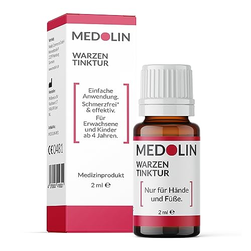 Medolin® Warzen Tinktur - Effektives Warzenmittel - Wissenschaftlich bestätige Wirkung - Einfache & schmerzfreie Anwendung - Warzen entfernen, 2 ml