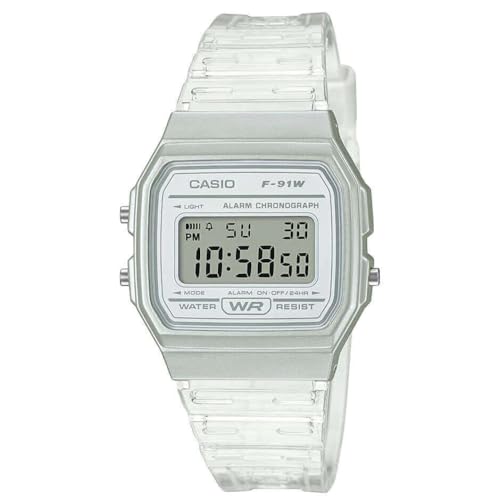 Casio Damen Digital Quarz Uhr mit Resin Armband F-91WS-7EF, Transparent