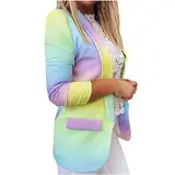 Awrvia Blazer Damen Lange Übergangsjacke Bolero Anzug Jacke Klassischer Festlich Kurzblazer Modische Locker Jäckchen Vintage Langarm Anzugjacke Vorne Offen Winterjacke Buntes Übergangsmantel