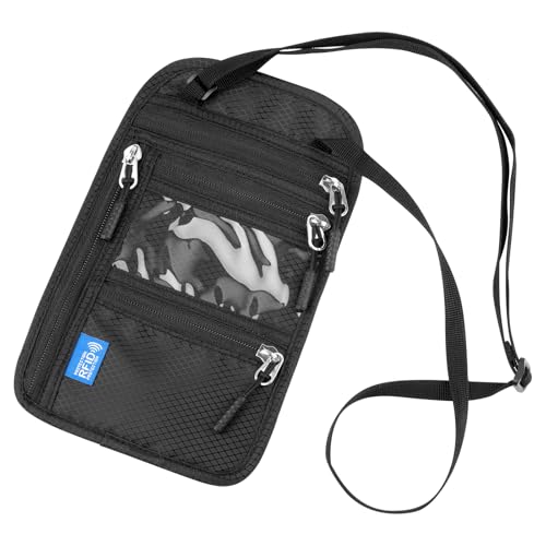 Brustbeutel mit RFID Schutz, Anti-Diebstahl Brusttasche Herren, Wasserdicht Reisegeldbeutel, Verstellbarem Unisex Sicherheitstasche Reise für Passport Karten Smartphone Geld