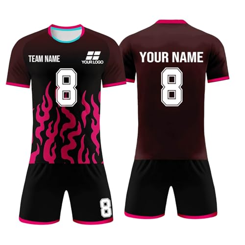 Fußball-Set, personalisierbar, für Kinder und Erwachsene, Fußball-Sets für Jungen, Fußball, Jersy, Jungen, Fußball-Trainings-Shirts, Sportbekleidung, Sportanzug, 18, S