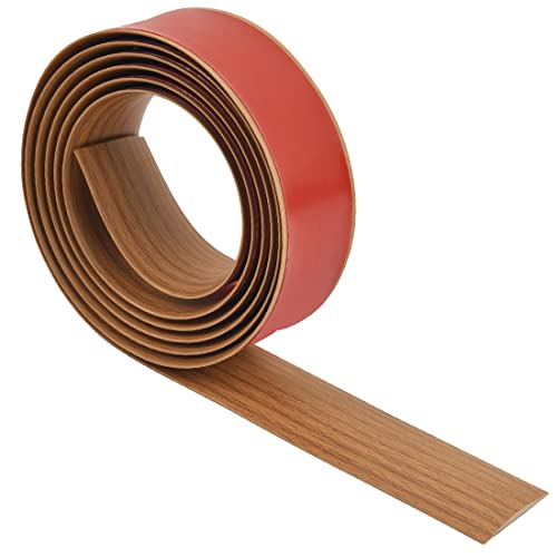 DODUOS 2m*4cm Übergangsprofil Selbstklebend, Braune Holzmaserung Übergangsleiste Selbstklebende Teppichkantenleiste, Bodenprofil Schiene Laminat Übergangsleiste selbstklebend Übergangsprofil Vinyl