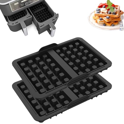 2 Stück Silikon Belgische Waffelform, Kompatibel mit Ninja AF300EU, AF400EU, AF451EU, SL400EU, und AF500DE, Stapelbar, Doppelt Backschaleneinsatz aus Silikon, Belgische Waffeln Zubehör