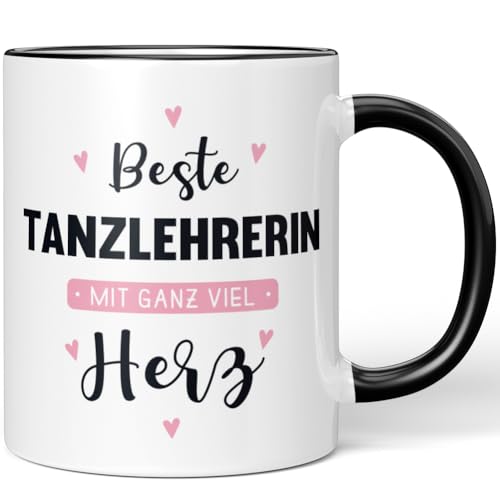JUNIWORDS Tasse, Beste Tanzlehrerin, mit ganz viel Herz, Schwarz (6065588)