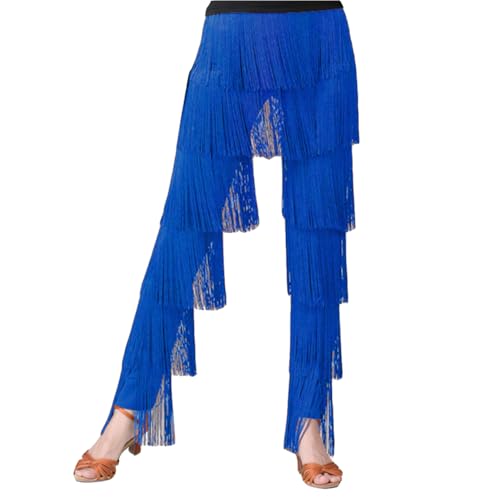 Damenhose Latein-Tanzhose Professionelle Fransenhose für lateinamerikanische Tänze Mehrlagige Quaste Bodycon Bauchtanzhose Trainingshose für Rumba, Tango, Salsa XL