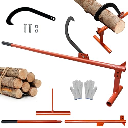 Profi Fällheber 130cm, Sägenspezi Fällheber mit Wendehaken, Kantheber Geschmiedeter mit Handschuh & Rutschfester Handgriff, aus Stahl hochfest, Heber Zum Fällen von Bäumen, Für Forst- und Waldarbeit