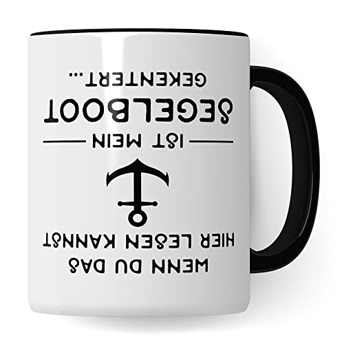 Segelboot Tasse Geschenkidee Segel Kaffeetasse Humor Witz Geschenk für Segler Kapitän Kaffeebecher Boot Becher (Weiß & Schwarz)