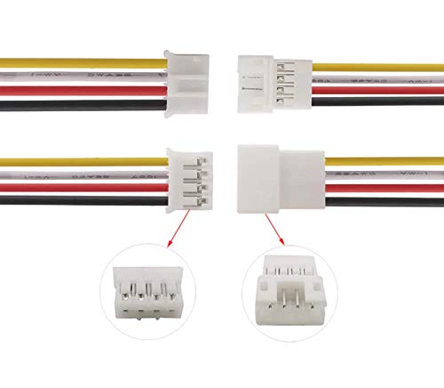 VUNIVERSUM 5X Paare 10 Stück Micro JST PH 2.0 4PIN Rastermaß 2mm Steckverbinder Stecker Male Buchse Female mit je 10cm Kabel Verlängerung Lipo Akku Komputer Elektronik PC DIY Modellbau