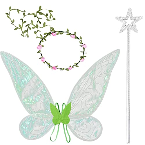 Feen Flügel,Fee Engel Prinzessin Set,Feenflügel Erwachsene,Feenflügel Kinder,Mädchen Feenflügel,Glitzernde Engelsflügel,Fairy Wings,für Karneval,Fasching,Mottoparty,Halloween