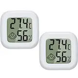 PAIRIER Digitales LCD Raumthermometer, 2 Stück Mini Thermometer Hygrometer Temperatur Luftfeuchtigkeit Messgerät für Gewächshaus Startseite Büro