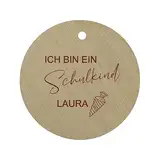 minimutz Personalisierter Schultütenanhänger Holz |Geschenkanhänger als Füllung Ich bin ein Schulkind 10x10 cm