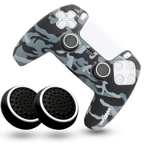 MatoSan® PS5 Controller Skin mit Grip - Hochwertige Hülle & Cover, Anti-Rutsch Case für verbesserte Kontrolle - Inklusive präziser Thumb-Stick Kappen, Ideal für PS5 Controller Zubehör (Camouflage)