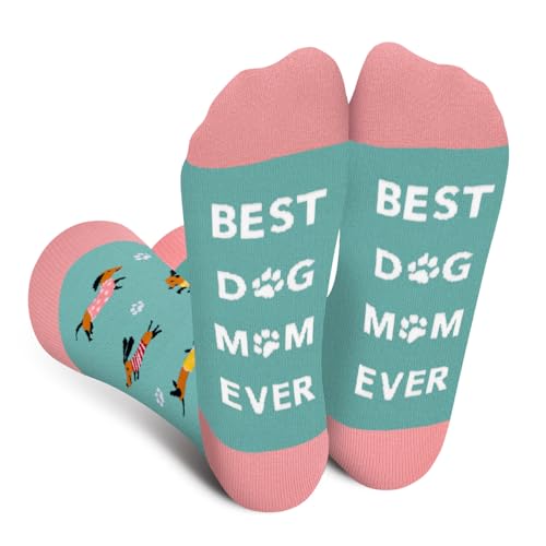 Cantustime BEST DOG MOM EVER Socken für Mama Frauen - Muttertagsgeschenk Lustige Geschenke Mutter Damen Hundebesitzer Witzige Motiv Coole Verrückte Hunde Socke Weihnachten Geburtstagsgeschenk