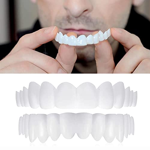 Flipped Warmth Falsche Zähne, 2 Paar Veneers Zum Einclipsen, Instant-Veneers-Zahnersatz, Veneers Zum Aufstecken, Silikon-Veneers Oben Und Unten, Bequeme Falsche Zähne Für Männer Und Frauen