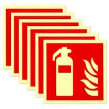 6 Stück Schild Feuerlöscher 15 x 15 cm PVC Nachleuchtend Selbstklebende Brandschutzschild Feuerlöscher Aufkleber Sicherheitsmarkierung Brandschutzzeichen Nach ISO für Haus Büro Baustelle und Auto