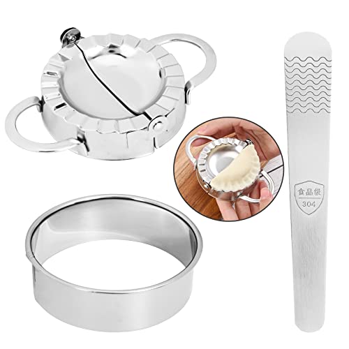 3 Stück Edelstahl Ravioli Dumpling Maker, Knödel Jiaozi Hersteller Dough Press, Ravioli Ausstechformen, Tortellini Form, DIY Gebäck-Werkzeuge, Dumpling Cutter Ravioli Ausstechformen und Fülllöffel